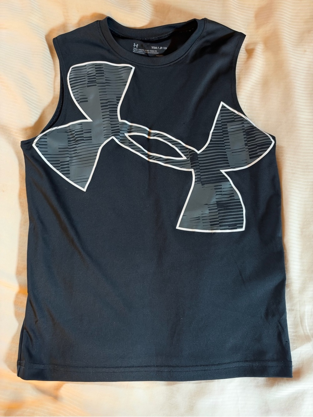 Under Armour Black Tank Top with Gray Logo Boys' Athletic Shirt